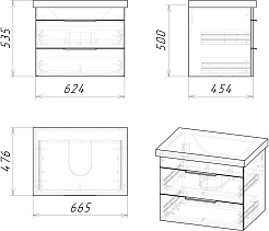 Grossman Мебель для ванной Кросс 65 подвесная бетон – фотография-11